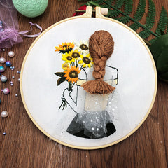 Wedding Girls Embroidery Kit For Beginner | Modern Embroidery Kit with Pattern | Embroidery with Needlepoint Hoop| Wedding Gift