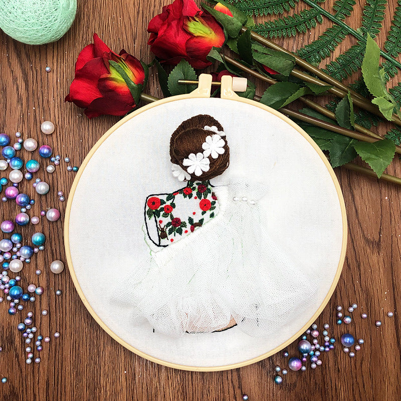 Wedding Girls Embroidery Kit For Beginner | Modern Embroidery Kit with Pattern | Embroidery with Needlepoint Hoop| Wedding Gift