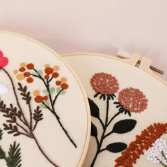 4pcs Embroidery Kit With Floral Pattern And Instructions Hoops Floss Threads Needles Easy Art Floral Kit with Hoop|DIY Starter Craft Kit for Adults