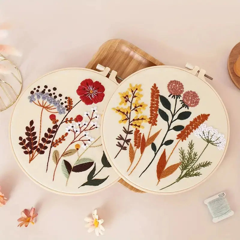 Bloom Collection – 4 Floral Embroidery Kits for Calm & Creativity