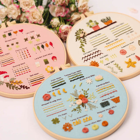 Beginner Embroidery Kit Set of 3 | Beginner Embroidery Kit | Modern Needlepoint Kit Cross Stitch | Hand Embroidery Kit | DIY Craft