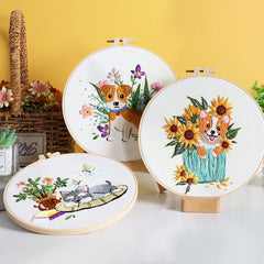 Dog Embroidery Kit For Beginner Modern Embroidery Kit diy kit corgi golden retriever embroidery kit starter DIY craft kit gift for dog lover