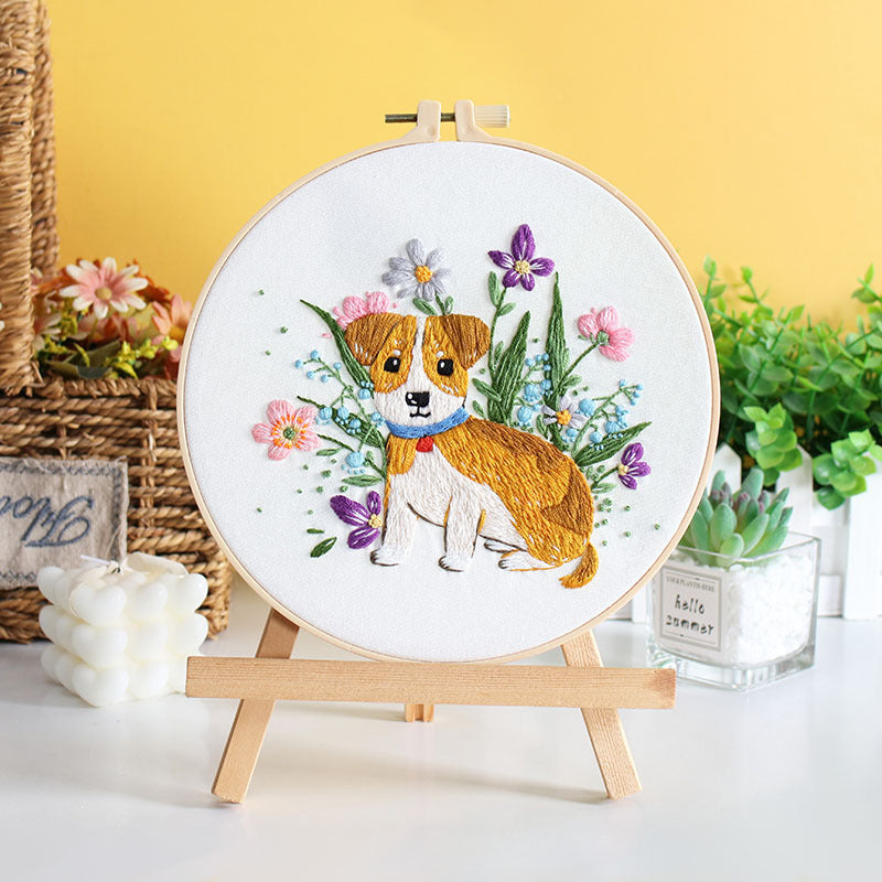 Dog Embroidery Kit For Beginner Modern Embroidery Kit diy kit corgi golden retriever embroidery kit starter DIY craft kit gift for dog lover