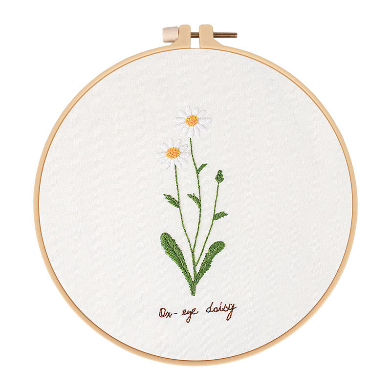 Embroidery kit beginner Oval floral pattern embroidery kit Hand Embroidery Full Kit
