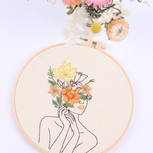 Feminist Embroidery Full Kit, Line Art Girls Hoop Art, Beginner Embroidery Kit, Modern Embroidery Stitching Gift, Lady Part's embroidery kit