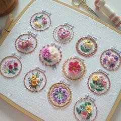 Flowers Embroidery Kit| Modern Embroidery Kit with Pattern | Flowers Embroidery Full Kit with Needlepoint Hoop| DIY Craft Kit