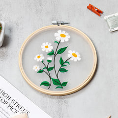 Plants Transparent Embroidery Kit for Beginner Flower diy Kit, Beginner Hand Embroidery Full Kit ,Diy Start Up Embroidery Set with Pattern