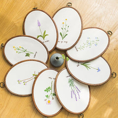 Embroidery kit beginner Oval floral pattern embroidery kit Hand Embroidery Full Kit