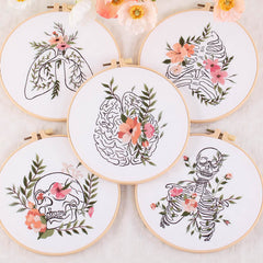 Modern Crewel Easy Embroidery Kit with Pattern| Embroidery Hoop Plants | Full Embroidery DIY KIT | Skeleton