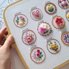 Flowers Embroidery Kit| Modern Embroidery Kit with Pattern | Flowers Embroidery Full Kit with Needlepoint Hoop| DIY Craft Kit