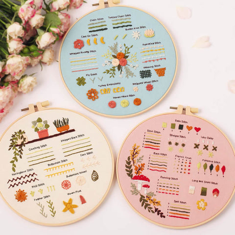 Beginner Embroidery Kit Set of 3 | Beginner Embroidery Kit | Modern Needlepoint Kit Cross Stitch | Hand Embroidery Kit | DIY Craft