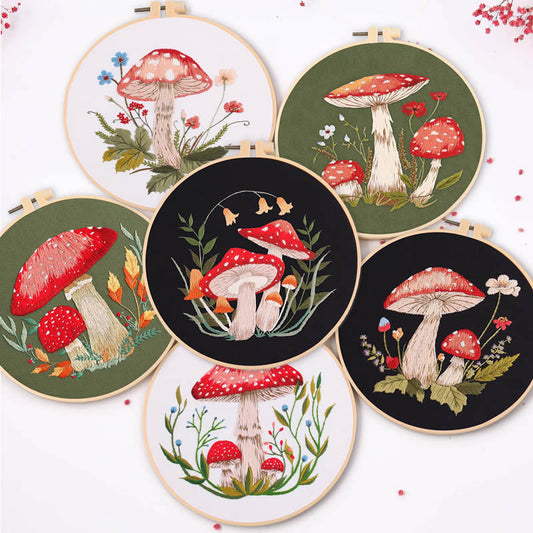 Embroidery Kit Beginner, Mushrooms diy crafts for adults, Embroidery Kits, DIY kits for adults, DIY kits for women, DIY gifts