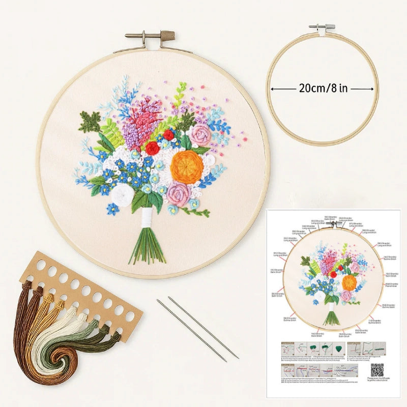 Threads in Bloom – The Floral Embroidery Kit for Peaceful Moments