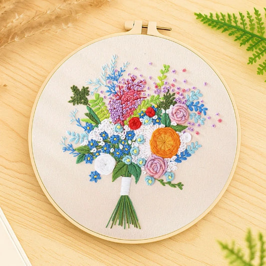 Threads in Bloom – The Floral Embroidery Kit for Peaceful Moments