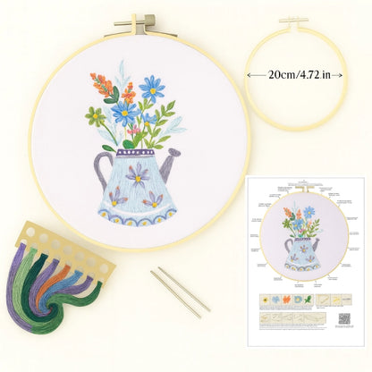 Each set includes:

Embroidery hoop

Colorful threads

2 needles

Stamped washable fabric

English instruction sheet