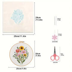 5pcs Colorful flowers Embroidery Kit for Beginners Modern, Easy Floral/Floral Art Kit with Hoop, DIY Starter Craft Kit for Adults, Gift for Her