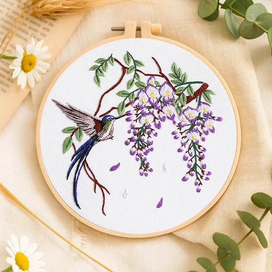 Wisteria & Hummingbird Embroidery Kit - Stitch the Beauty of Nature