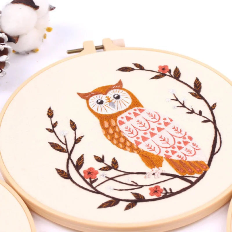 Beginner needlepoint craft kit – animal stitching pattern on fabric