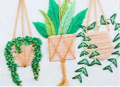 Embroidery Kit Beginner-Hanging Planter Floral Pattern-Hand Embroidery Full Kit-DIY Flower Embroidery Hoop Wall Art Kit