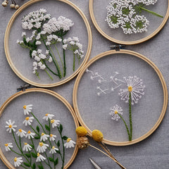 Plants transparent embroidery kit for beginner,Flower diy Kit, Floral Hand Embroidery Full Kit