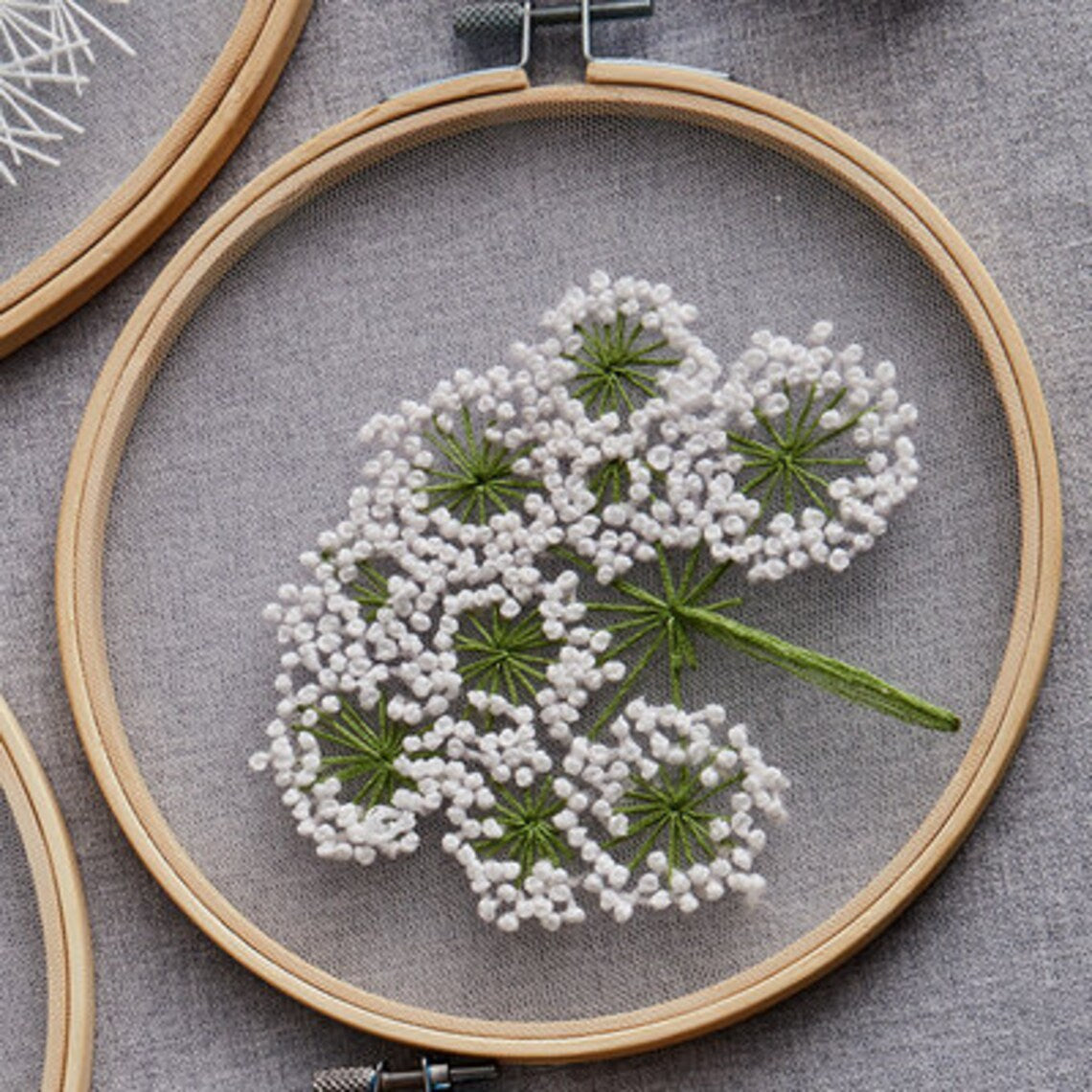 Plants transparent embroidery kit for beginner,Flower diy Kit, Floral Hand Embroidery Full Kit