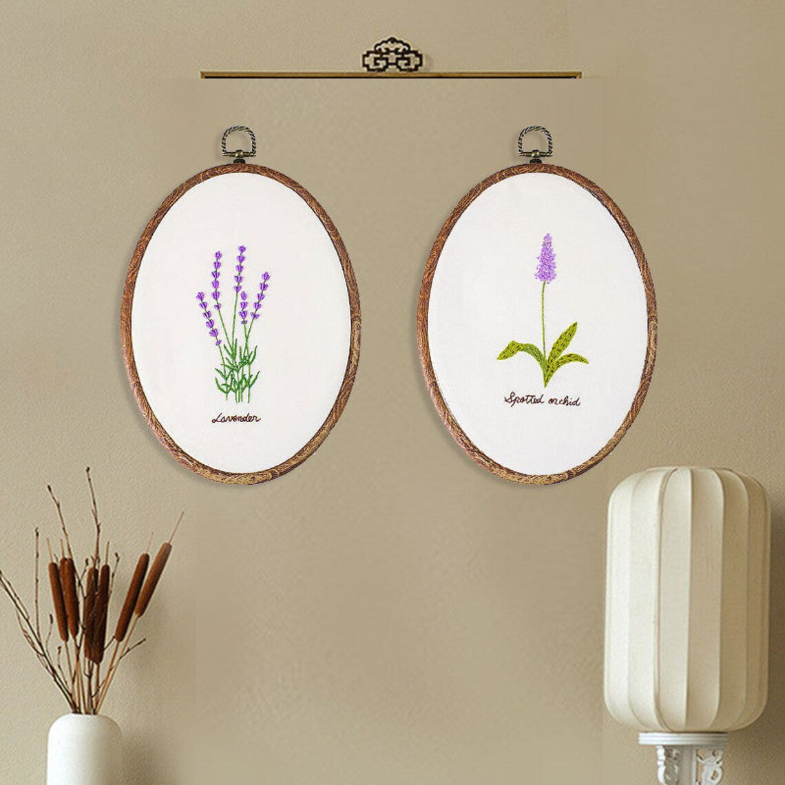 Embroidery kit beginner Oval floral pattern embroidery kit Hand Embroidery Full Kit