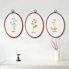 Embroidery kit beginner Oval floral pattern embroidery kit Hand Embroidery Full Kit