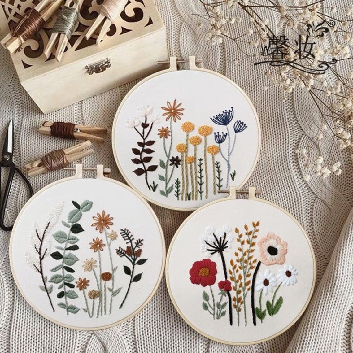 Embroidery Kit Beginner flower diy| embroidery kit modern plants | cross stitch Kit Embroidery gift | diy Kit adult kids | Gift for Mom/Her