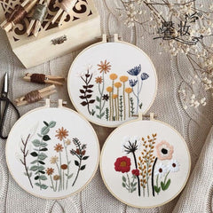 Embroidery Kit Beginner flower diy| embroidery kit modern plants | cross stitch Kit Embroidery gift | diy Kit adult kids | Gift for Mom/Her