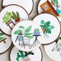 Beginner Embroidery | Modern Embroidery | Flowers Embroidery Full Kit with Needlepoint Hoop| DIY Craft Kit
