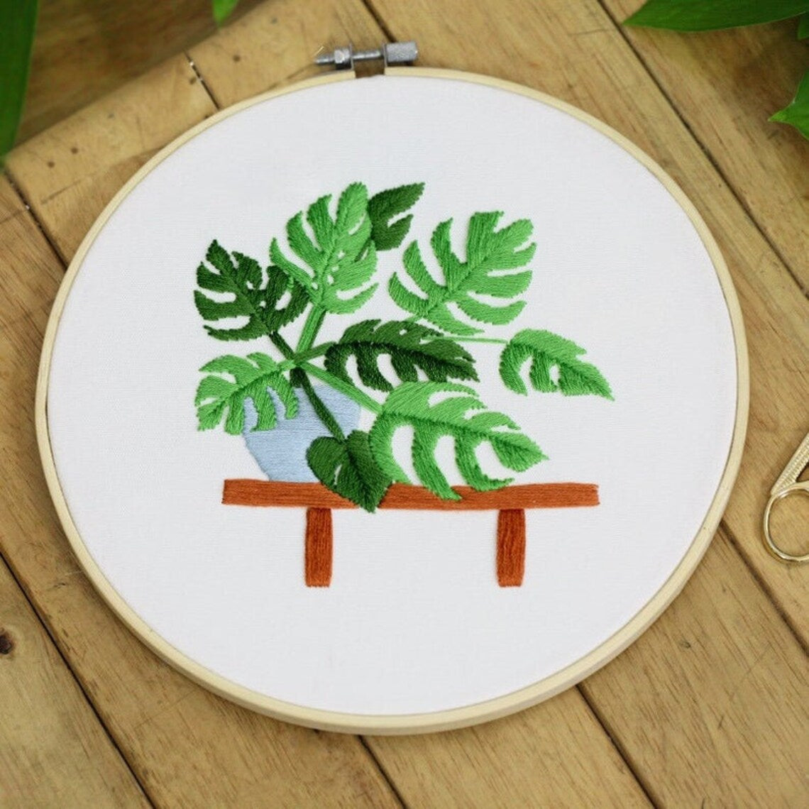 Beginner Embroidery | Modern Embroidery | Flowers Embroidery Full Kit with Needlepoint Hoop| DIY Craft Kit