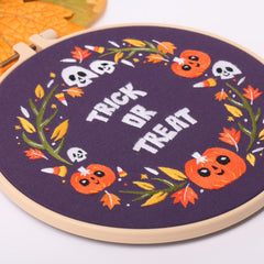Modern Crewel Embroidery Kit with Pattern about hallow day | Floral Embroidery Full Kit with Needlepoint Hoop| DIY Craft Kit