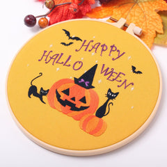 Modern Crewel Embroidery Kit with Pattern about hallow day | Floral Embroidery Full Kit with Needlepoint Hoop| DIY Craft Kit