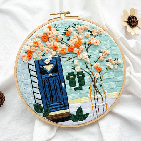 Beautiful Scenery Embroidery Kit | Embroidery Kit with Pattern | Full Kit with Needlepoint Hoop| DIY Craft Kit