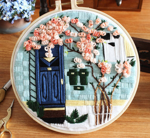 Beautiful Scenery Embroidery Kit | Embroidery Kit with Pattern | Full Kit with Needlepoint Hoop| DIY Craft Kit