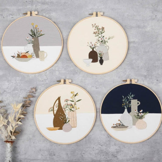 DIY Embroidery Kit beginner, Beginner Embroidery kit, Modern embroidery kit cross stitch, Hand Embroidery Kit, Needlepoint, Vase flower