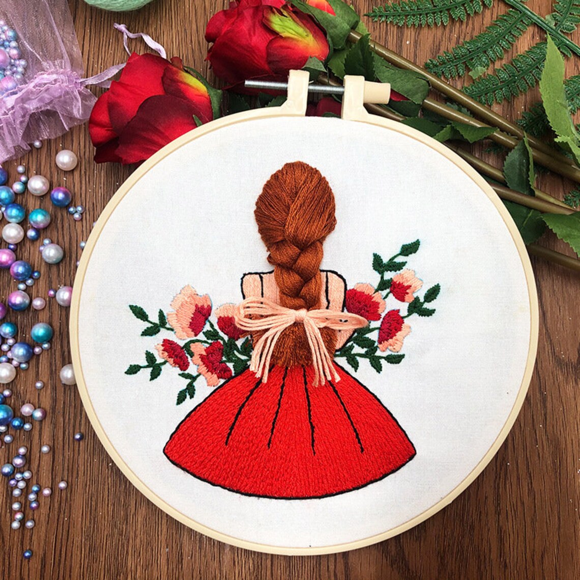 Wedding Girls Embroidery Kit For Beginner | Modern Embroidery Kit with Pattern | Embroidery with Needlepoint Hoop| Wedding Gift