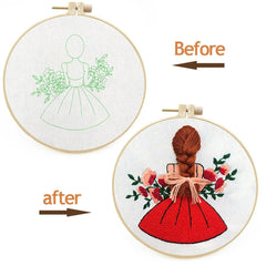 Wedding Girls Embroidery Kit For Beginner | Modern Embroidery Kit with Pattern | Embroidery with Needlepoint Hoop| Wedding Gift