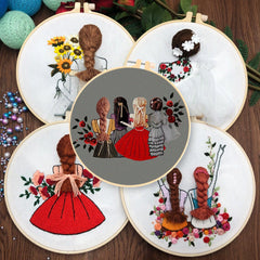Wedding Girls Embroidery Kit For Beginner | Modern Embroidery Kit with Pattern | Embroidery with Needlepoint Hoop| Wedding Gift