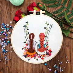 Wedding Girls Embroidery Kit For Beginner | Modern Embroidery Kit with Pattern | Embroidery with Needlepoint Hoop| Wedding Gift