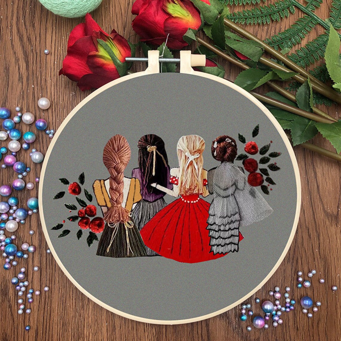 Wedding Girls Embroidery Kit For Beginner | Modern Embroidery Kit with Pattern | Embroidery with Needlepoint Hoop| Wedding Gift