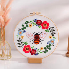 Bees and Flowers Embroidery Kit For Beginner  Modern Embroidery Kit with Pattern