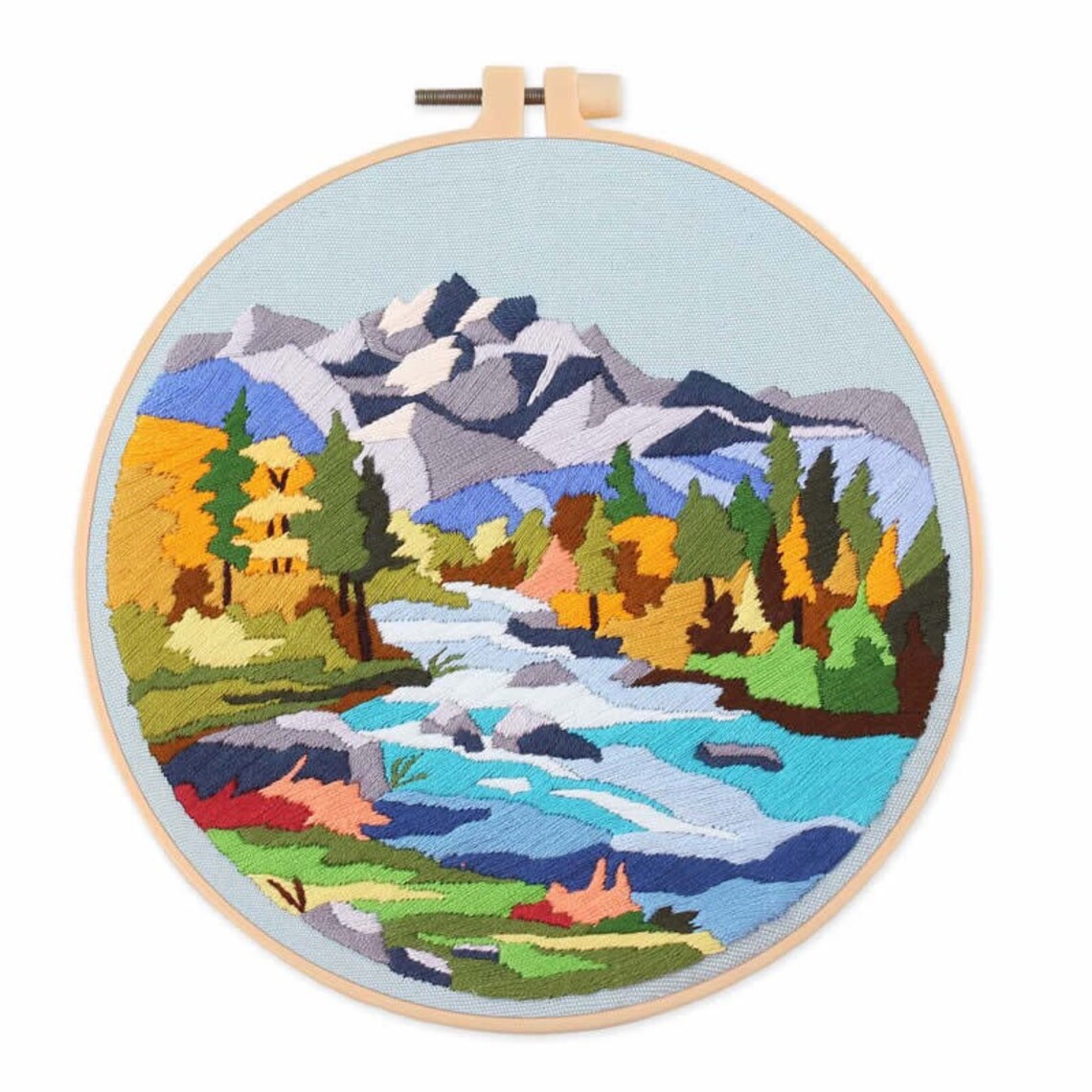 Landscape| Modern Crewel Embroidery Kit with Pattern| Embroidery Hoop Plants | Full Embroidery DIY KIT