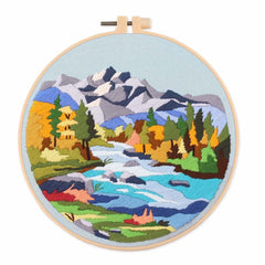 Landscape| Modern Crewel Embroidery Kit with Pattern| Embroidery Hoop Plants | Full Embroidery DIY KIT