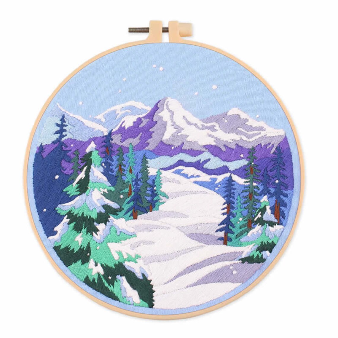 Landscape| Modern Crewel Embroidery Kit with Pattern| Embroidery Hoop Plants | Full Embroidery DIY KIT
