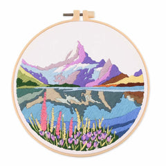 Landscape| Modern Crewel Embroidery Kit with Pattern| Embroidery Hoop Plants | Full Embroidery DIY KIT