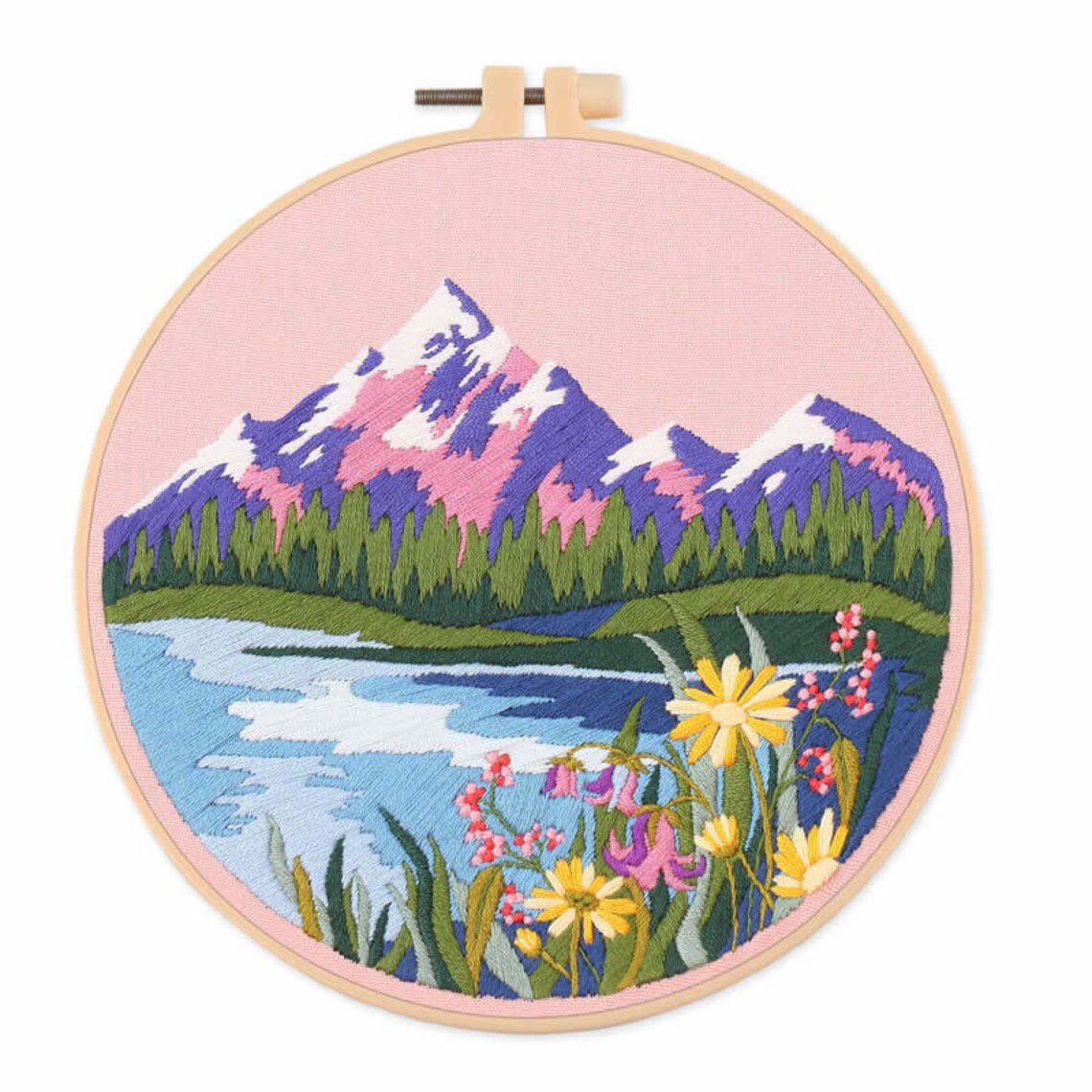 Landscape| Modern Crewel Embroidery Kit with Pattern| Embroidery Hoop Plants | Full Embroidery DIY KIT