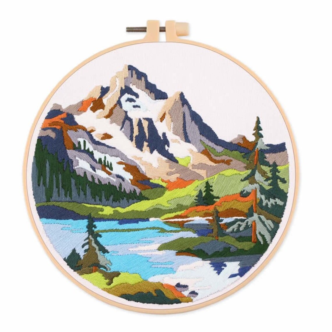 Landscape| Modern Crewel Embroidery Kit with Pattern| Embroidery Hoop Plants | Full Embroidery DIY KIT