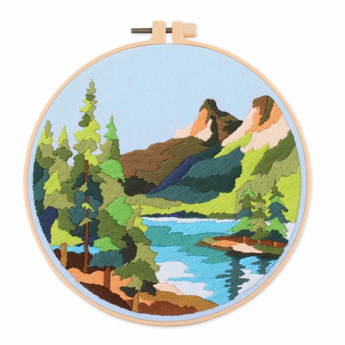 Landscape| Modern Crewel Embroidery Kit with Pattern| Embroidery Hoop Plants | Full Embroidery DIY KIT