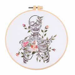 Modern Crewel Easy Embroidery Kit with Pattern| Embroidery Hoop Plants | Full Embroidery DIY KIT | Skeleton